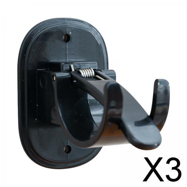 3xCurtain Rod Hooks No Drill Curtain Rod Brackets for Hotel Kitchen Livingroom Black