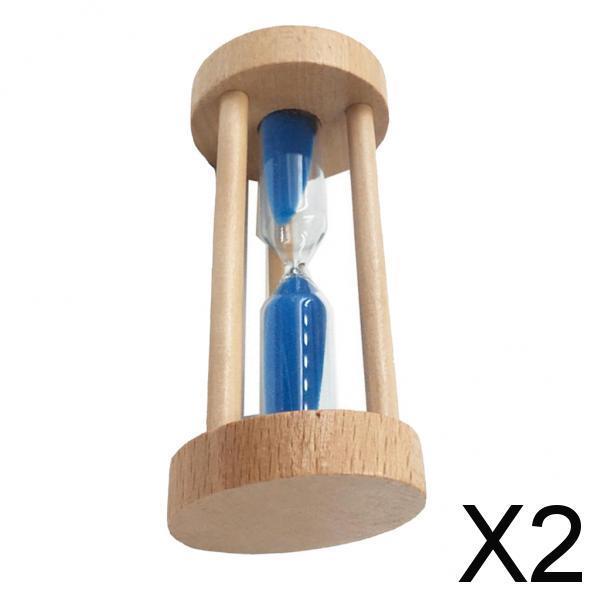2xWooden Sandglass Hourglass Sand Clock Timers Desktop Clock 3 Minute Blue