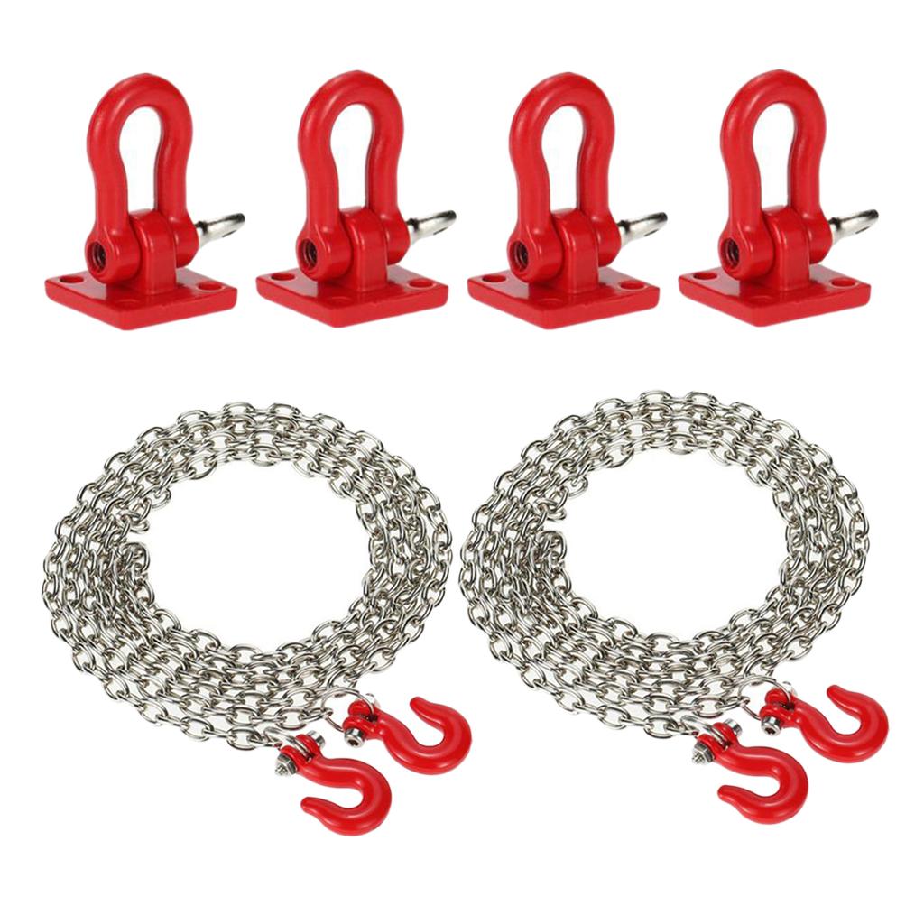 6PCS RC Rock Crawler 1:10 Tow Hook w/ Tow Chain for Axial SCX10