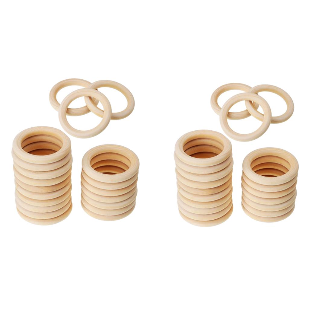 40 Pieces Wholesale Natural Wood Rings Loops DIY Painting Wood 70&60mm