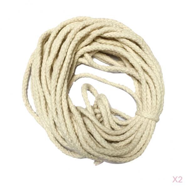 2 Pieces 10 Meters DIY Braided Pure Cotton Rope Cord String for Clothing 5mm