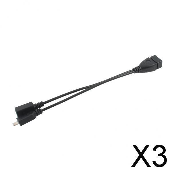 3xMicro USB Male to USB Female Host OTG Cable + Micro USB Adapter Y Splitter