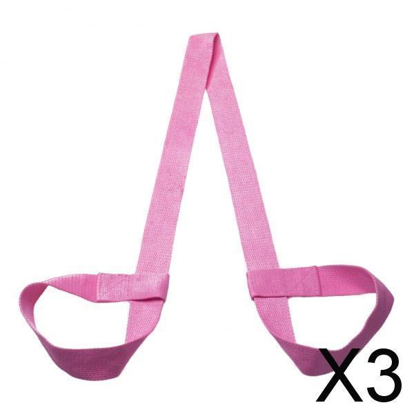 3xCotton Yoga Mat Strap Pilates Mat Carrier Fitness Stretchy Loop Pink