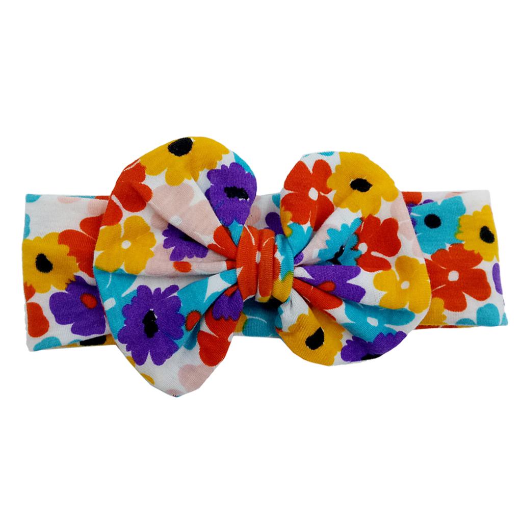 Cute Infant Girls Colorful Printed Flower Cotton Bow Baby Hair Band Style-6