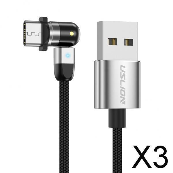 3x540 Magnetic Charging USB Cable 360 180 silver 1m Type-C