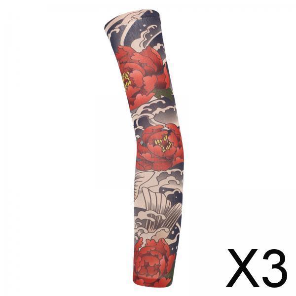 3xUnisex Cooling Arm Sleeves Tattoo Cover up for Walking Basketball Tennis R