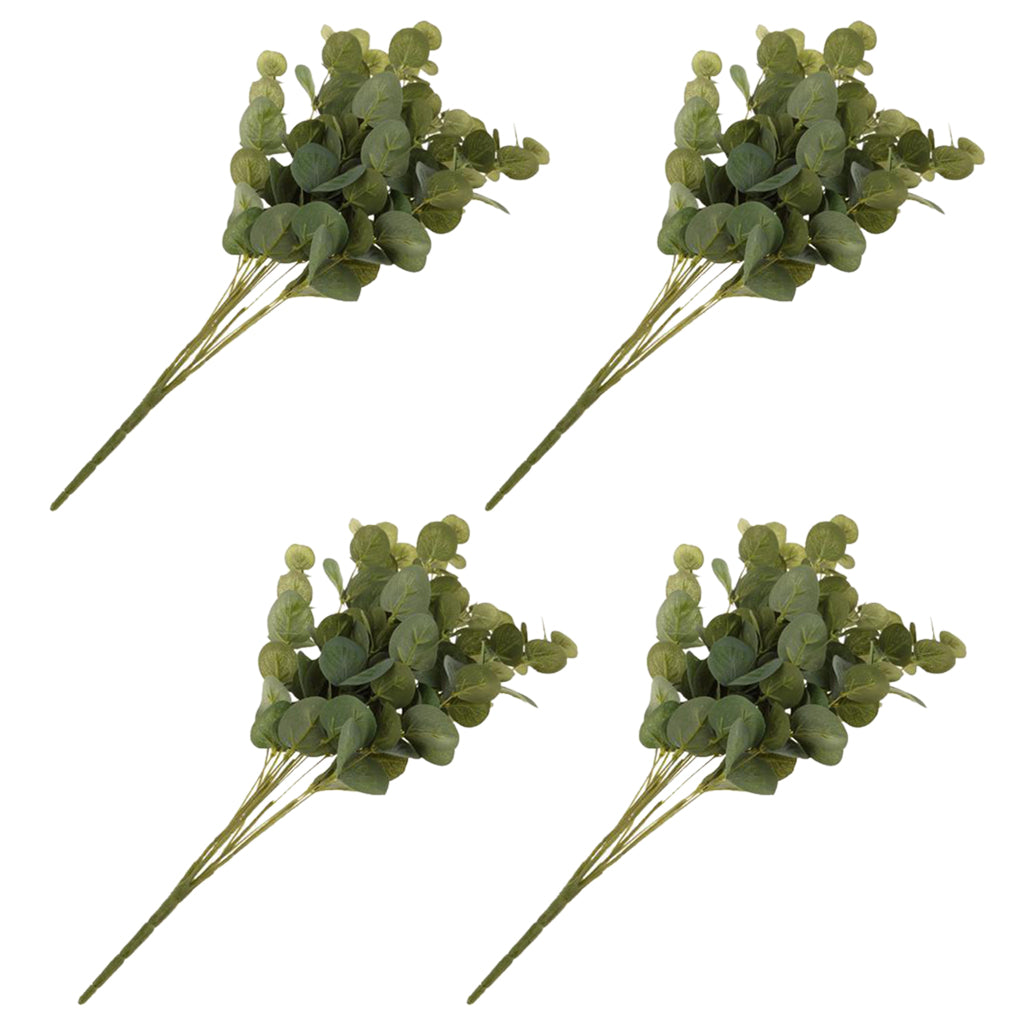 4 pieces 15 Heads Artificial Eucalyptus Leaves Flower Bouquet Floral Decor