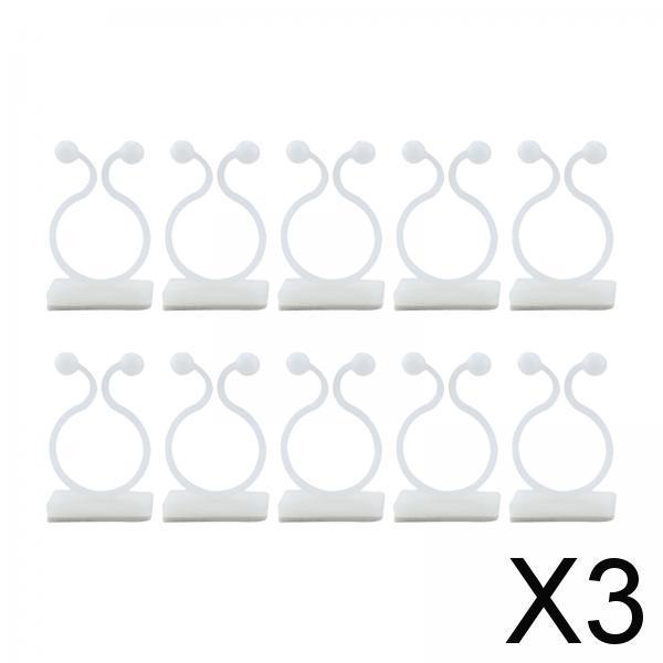 3x10 Pieces Plant Climbing Wall Fixture Clips Self Adhesive for Decorations White L