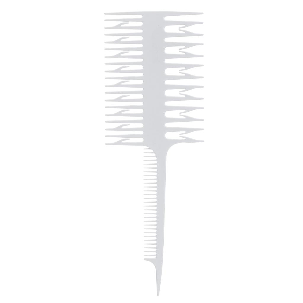 4xSalon 3-Way Weaver Weaving Comb Hair Dyeing Sectioning Highlighting White