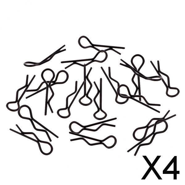 4x20Pcs R-type Body Shell Clip For 1/10 1/12 1/16 RC Crawler Truck Black
