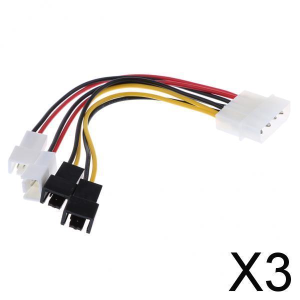 3x12V Cooling Fan SATA 4Pin to 4x3pin Convert Connector Extension Power Cable