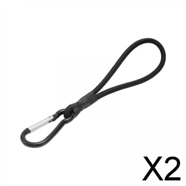 2xBungee Cord with Carabiner Elastic Rope Portable for Outdoor Tents Tarpaulin Black