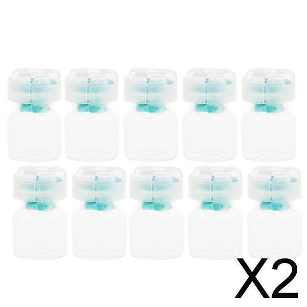 2xLots 10pcs Empty Clear Glass Dram Bottles Vials With Black Screw Cap Blue 3ml