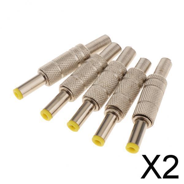 2x5 Pieces DC 5.5x2.5mm Power Male Plug Welding Adapter Connector Metal Shell