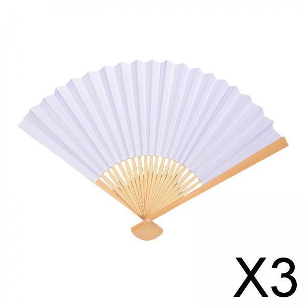 3xBamboo Hand Held Fan Blank Handmade for Home Party Favors Preschool Supplies 10 Inch
