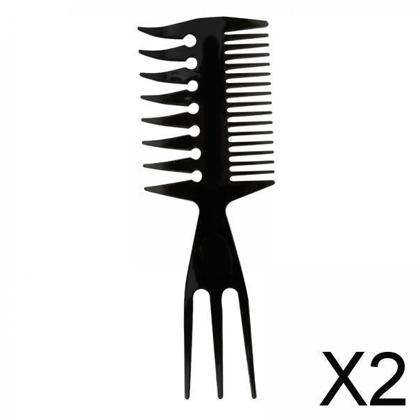 2xHairstyling Hair Pick Combs for Men's Retro Oil Head Upgraded Fork Comb