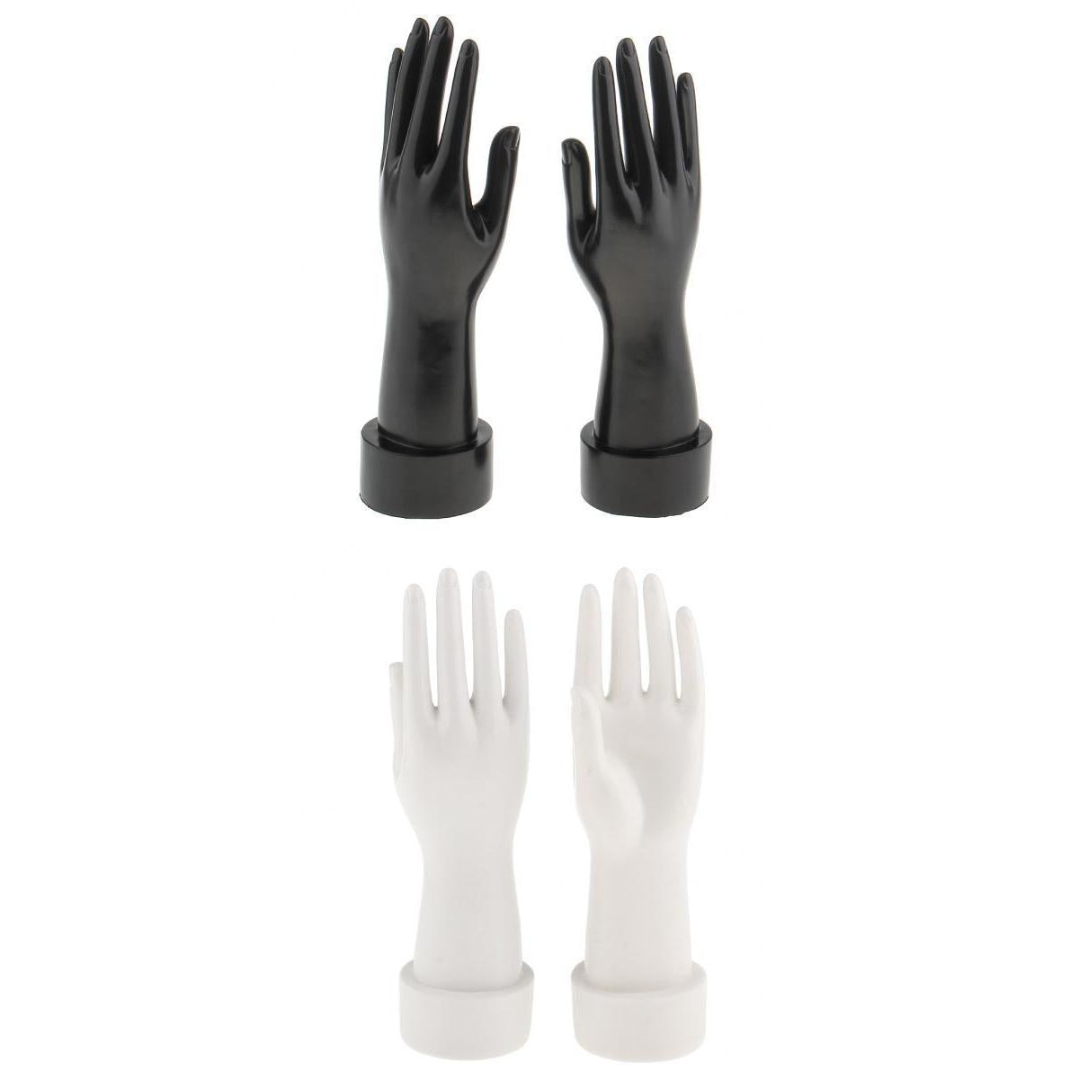 2 Pairs Female Mannequin Hand for Jewelry Bracelet Glove Display Black White