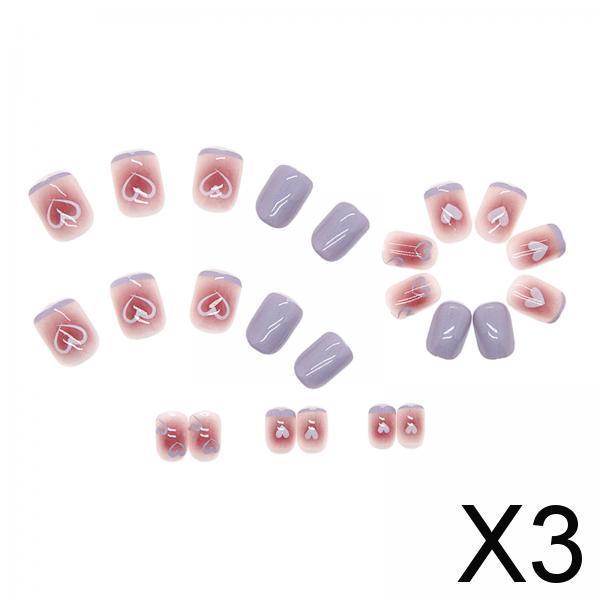 3x24x Valentine's Day Press on Nails Fashion Women for Party Wedding Daily Use