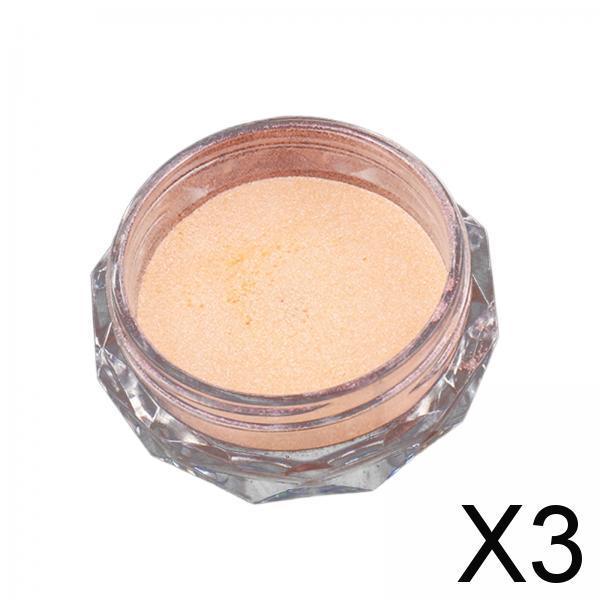 3xChrome Nail Powder Iridescent Pearlescent Mirror Effect for Professionals Orange