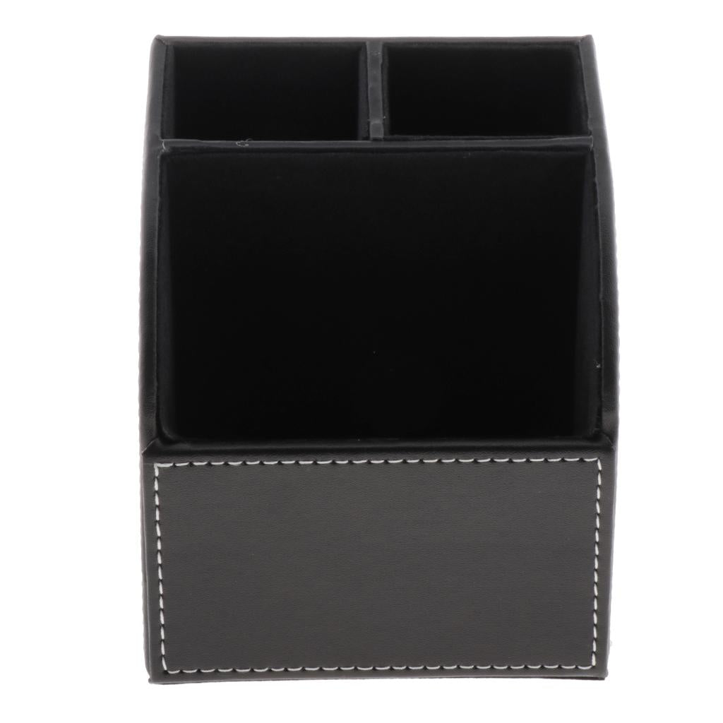 Makeup Brush Eyebrow Set Case 3 Slot Cosmetic Organizer PU Leather Black