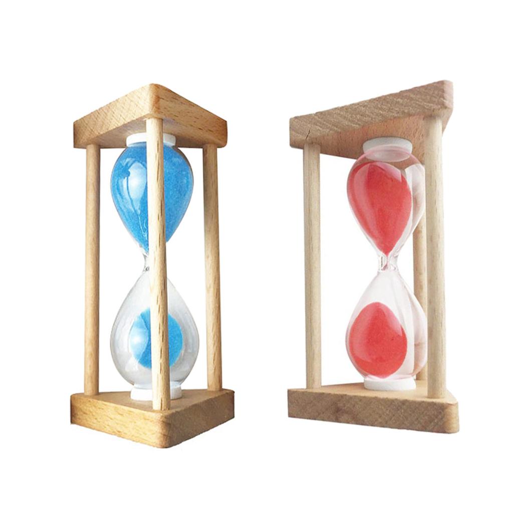 2 Pieces 3 Minutes Wooden Frame Sandglass Hourglass Sand Timer Clock Decor