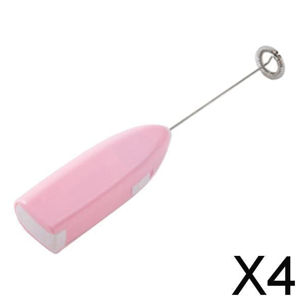 4xHandheld Stainless Steel Electric Egg Beater Milk Mixer Kitchen Tools Pink