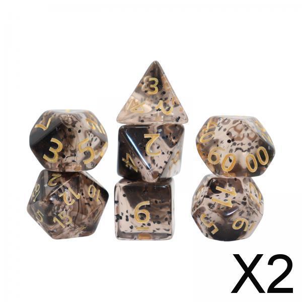2x7x Acrylic Polyhedral Dices Gifts for Kids Toys Drinking Prop Entertainment Black