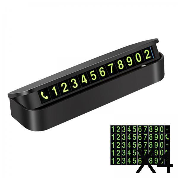 4xCar Phone Number Plate Stop Accessories Hidden Parking Phone Number Card black