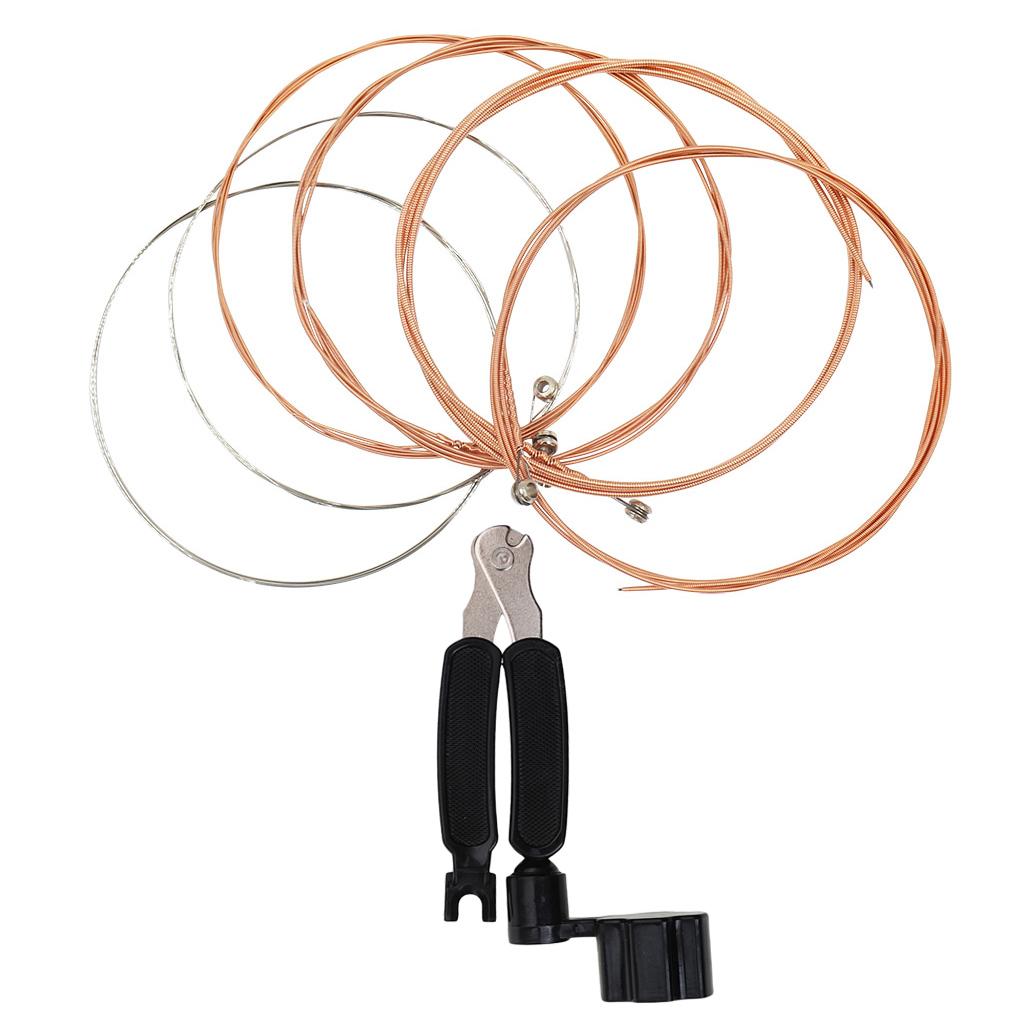 6 Pieces Guitar Strings Set + 3in1 String Winder Cutter Bridge Pin Puller