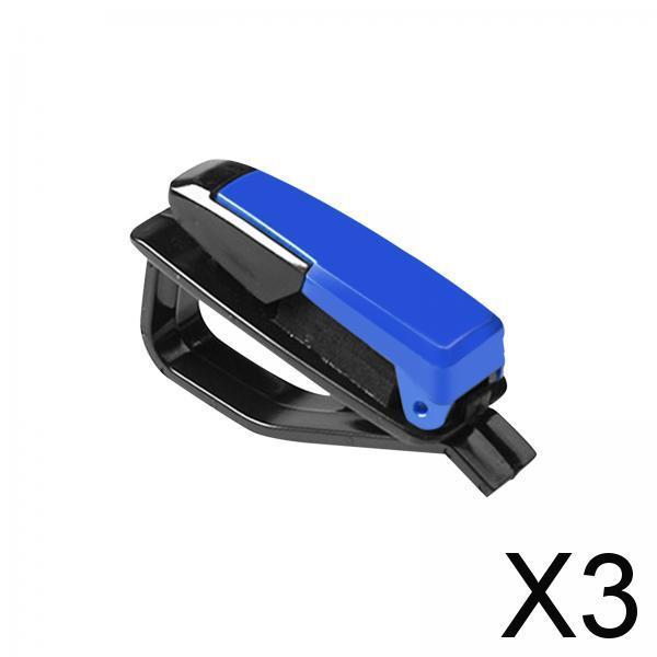 3xCar Sunglasses Holder Durable clip for Ticket blue