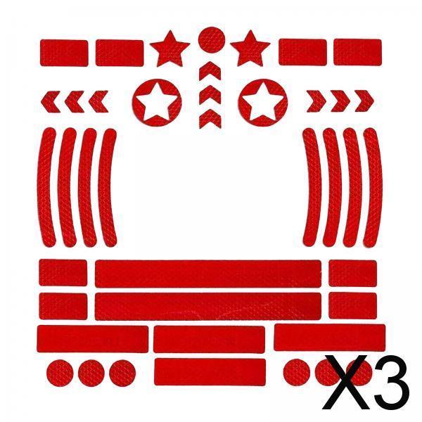 3xReflective Stickers High Visibility Decor Warning for Bikes Motorbike Red