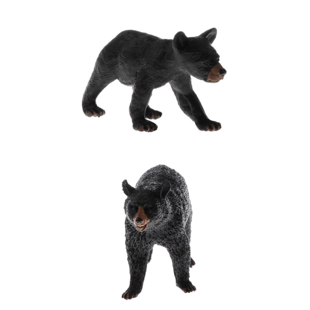 2pcs Simulation Animal Model Figure Toys Figurine Home Decor Black Bear