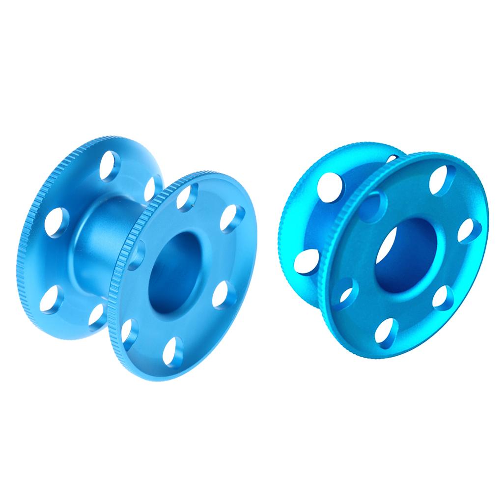 2 Pieces Large Small Aluminum Alloy Scuba Diver Finger Reel Guide Line Spool