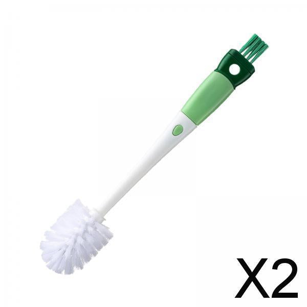 2xKitchen Bottle Brush Portable Household Cleaning Brush for Cups Mugs Bottles Green
