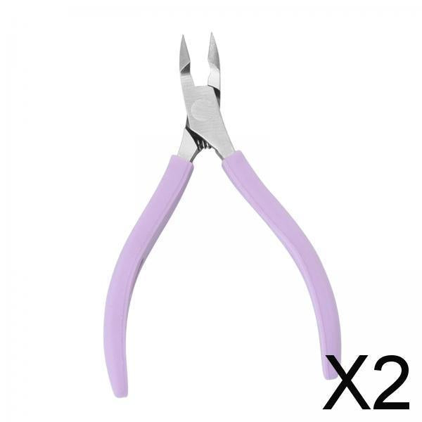 2xStainless Steel Cuticle Cutter Scissors Anti Slip Silicone Handle Salon Purple