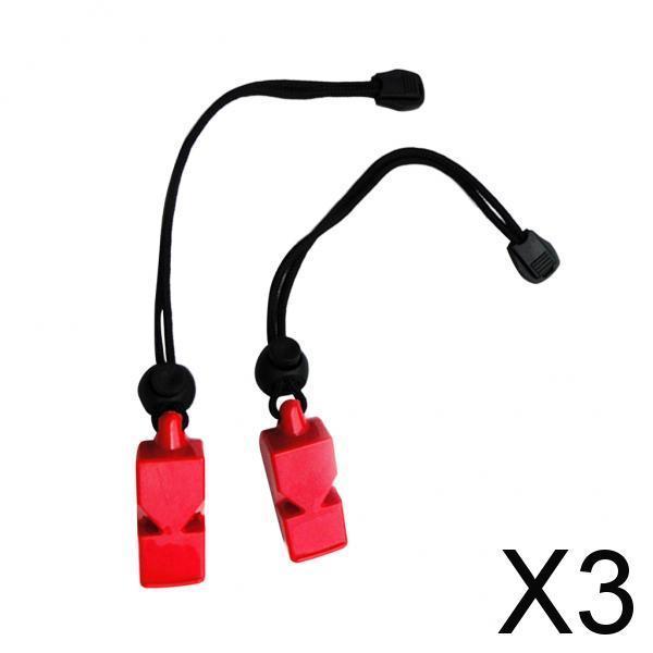 3x2 Pieces Emergency Survival Safety Whistles Scuba Diving Water Sports Red