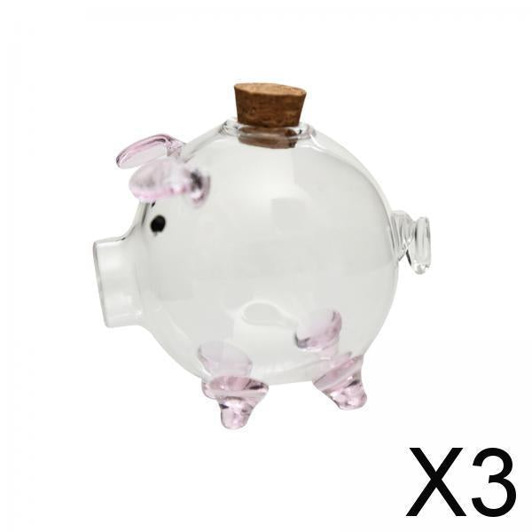3xPiggy Bank Festival Gift Delicate Glass Pig Figurine for Kids Boys Exquisite