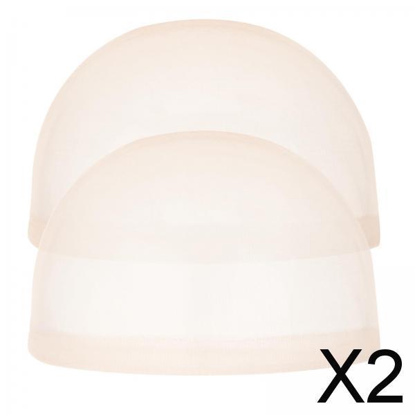 2xWig Cap Nylon Invisible Real Thin Bald Stocking Caps for Cosplay Women Beige