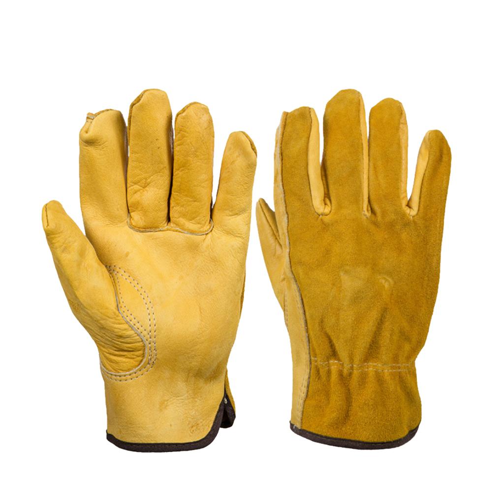 Leather Work Gloves Motorcycle DIY Yardwork Construction M