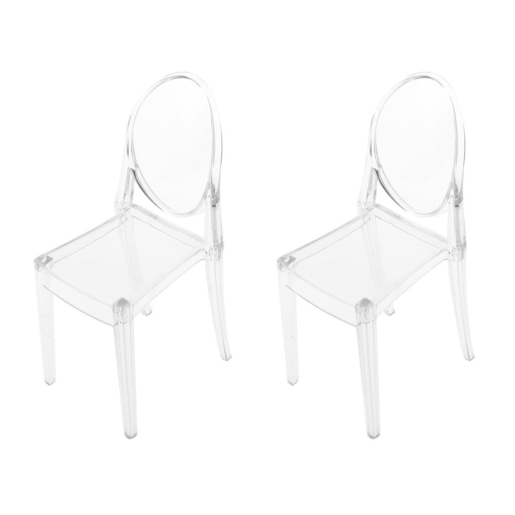 2 Piece 1/6 Plastic Dining Chair Furniture for Doll Clear Chair