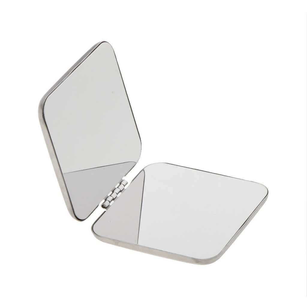 Premium Quality Pocket Mini Square Compact FULL STAINLESS STEEL Cosmetic Foldable Makeup Mirror Magnifying Mirror 2 Sides Will not Break into Pieces