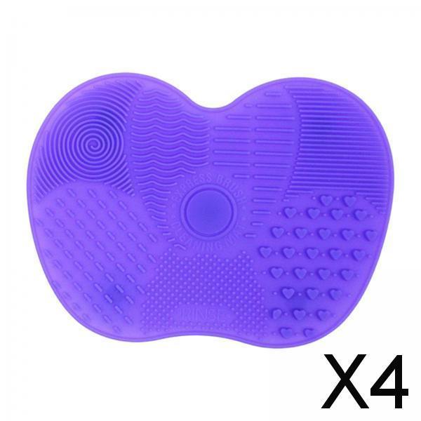 4xPortable Brush Cleaner Pad Foldable Professional Reusable Scrubber Mat Light Purple
