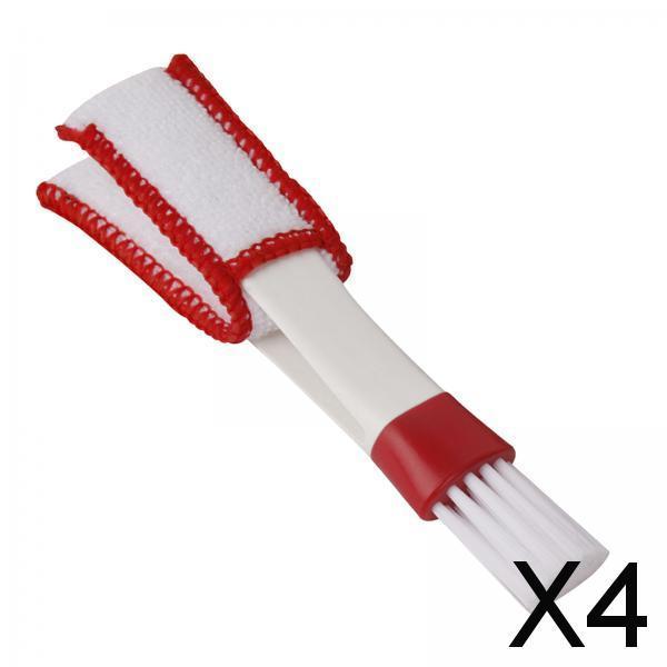 4xCar AC Vent Brush Window Blinds Dust Cleaner Duster Cleaning Brush Red White