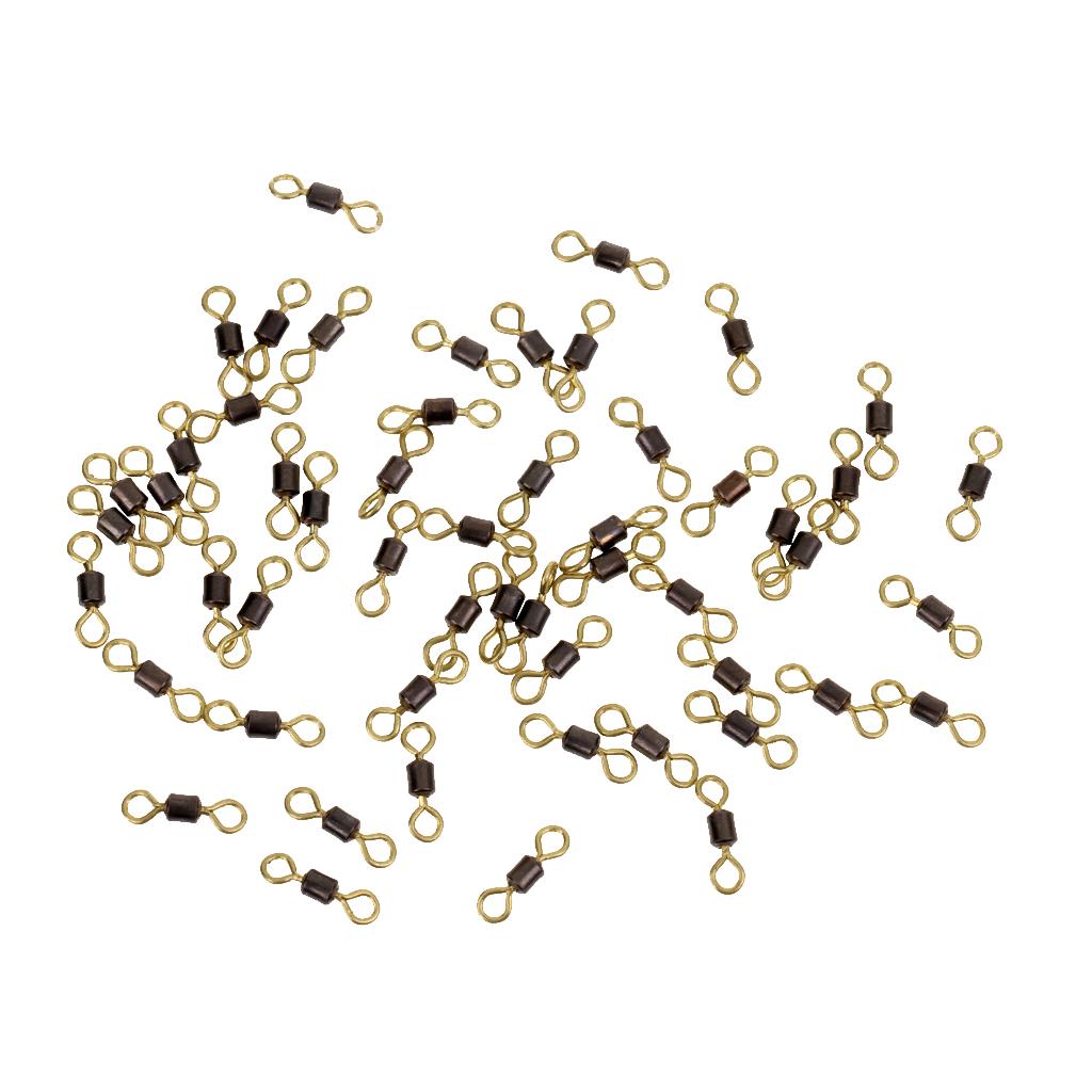 50x Double Color Fishing Rolling Swivel Brass Fishing Tackle Accessories 10#