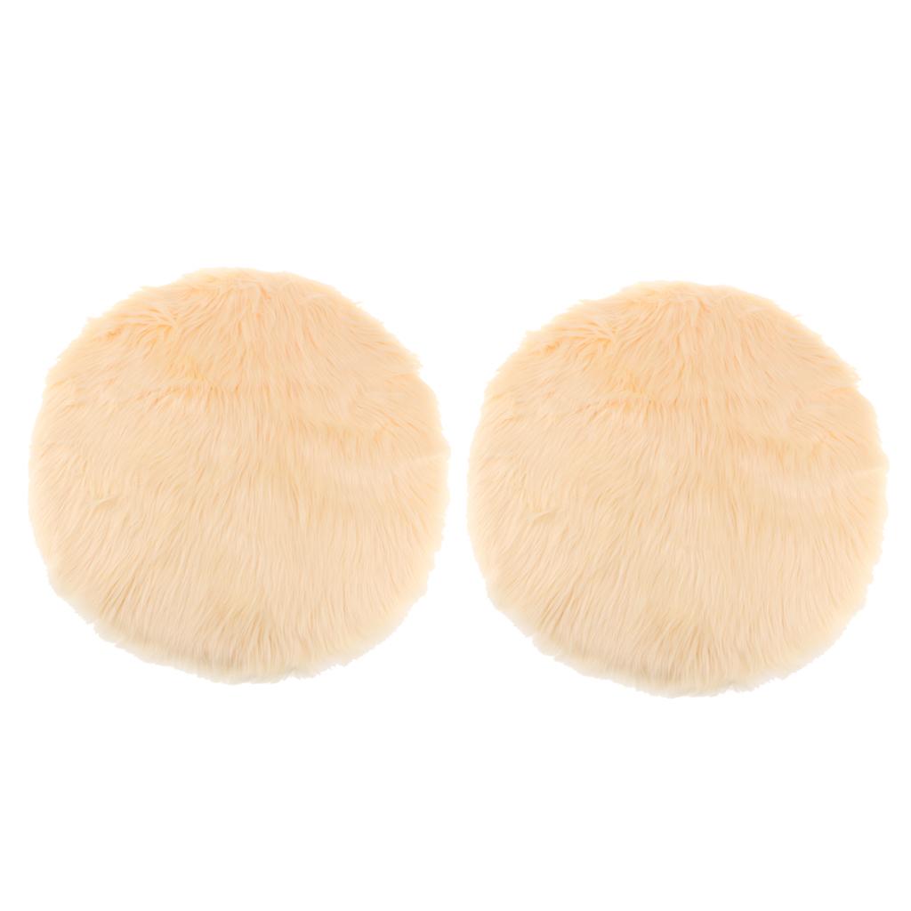 2 Artificial Sheepskin Rug Home Floor Mat Carpet Seat Cushion Beige