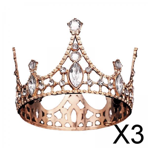 3xHairband Tiaras Modern Tiaras Headpieces for Themed Parties Wedding Birthday rose gold