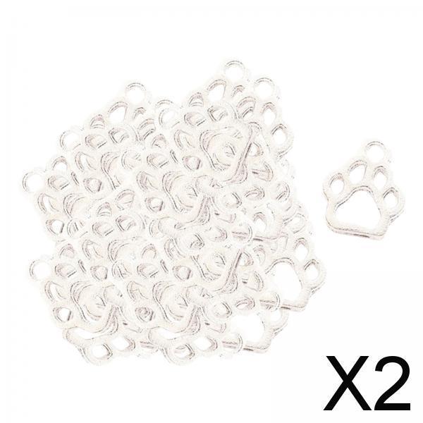 2x50x Bear Claw Pendants Bear Claw Charms for Jewelry Making Bracelets Earring Silver