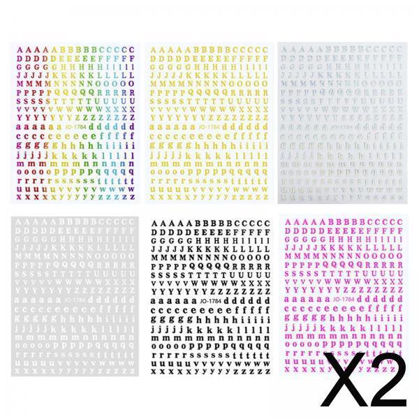 2x6 Sheets 3D Holographic Letters Nail Stickers Colorful Word for Women Girls