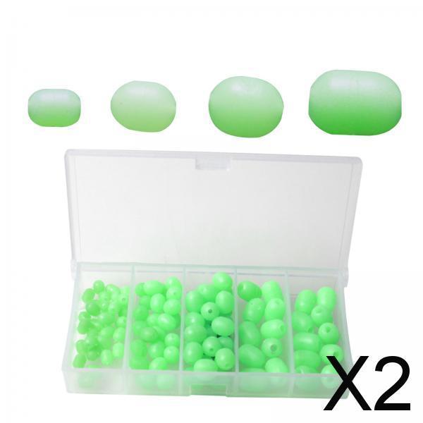 2x100Pcs Luminous Fishing Beads Tools Fishing Lures Float Round Beads for Lake