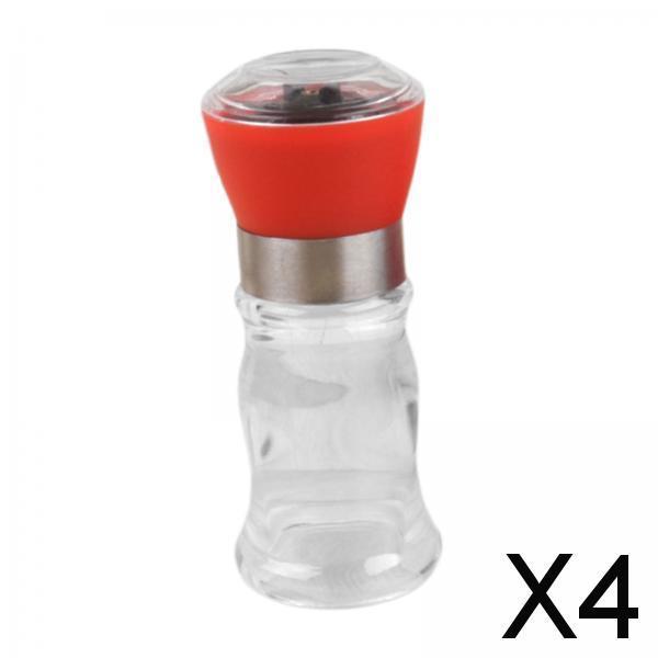 4xManual Pepper or Salt Grinder Spice Mill Shaker for Cumin Sea Salt Picnics Red